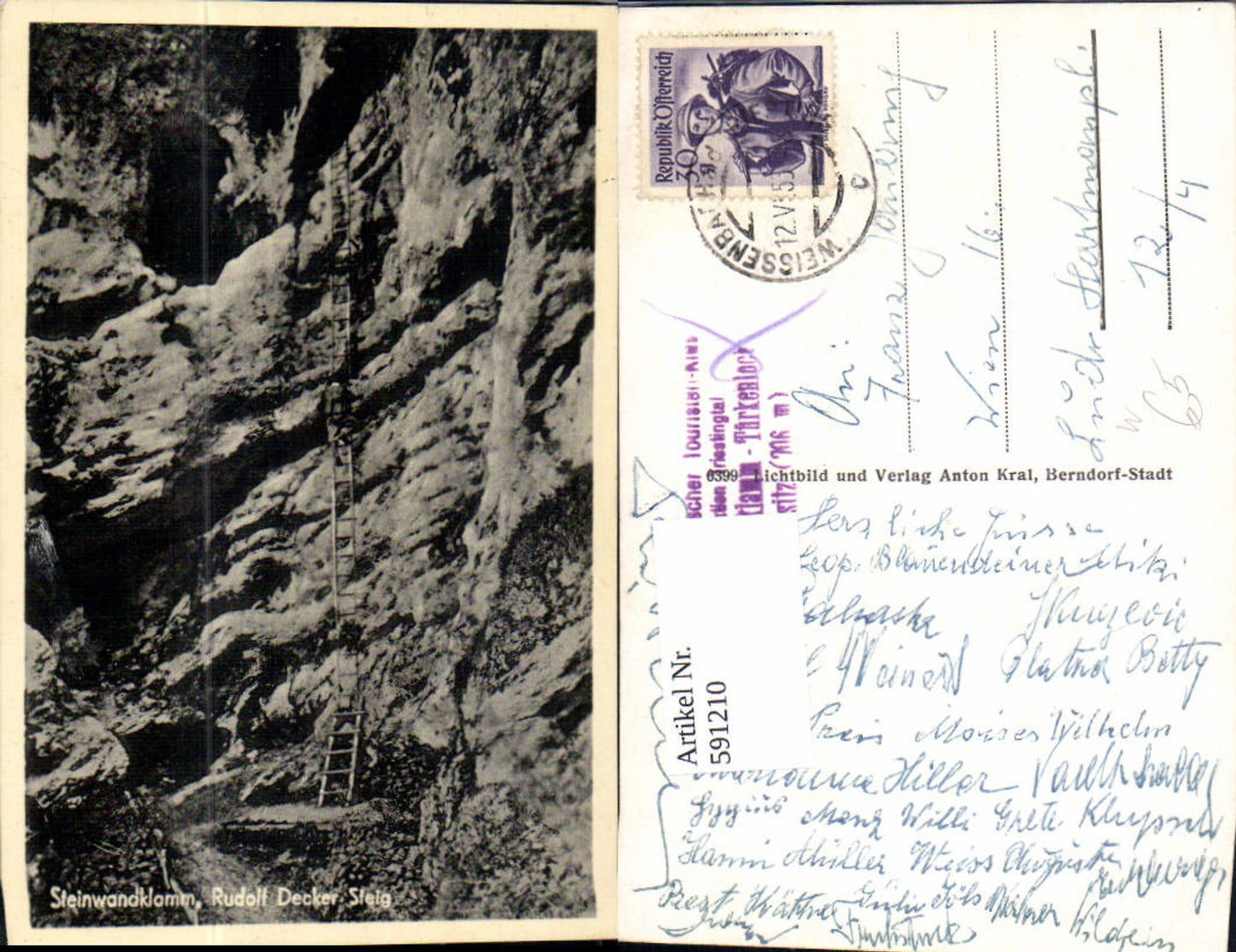 591210,Weissenbach an der Triesting Steinwandklamm Rudolf Deckersteig Leiter