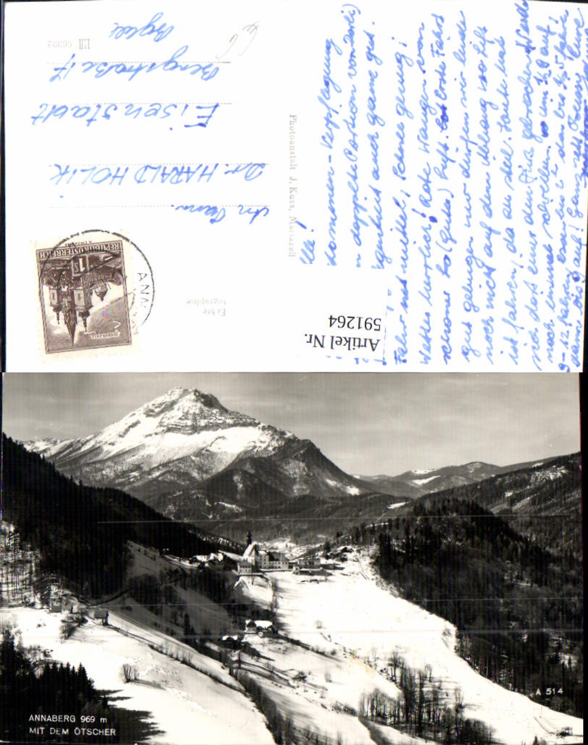 591264,Foto Ak Annaberg mit Ötscher Winterpartie