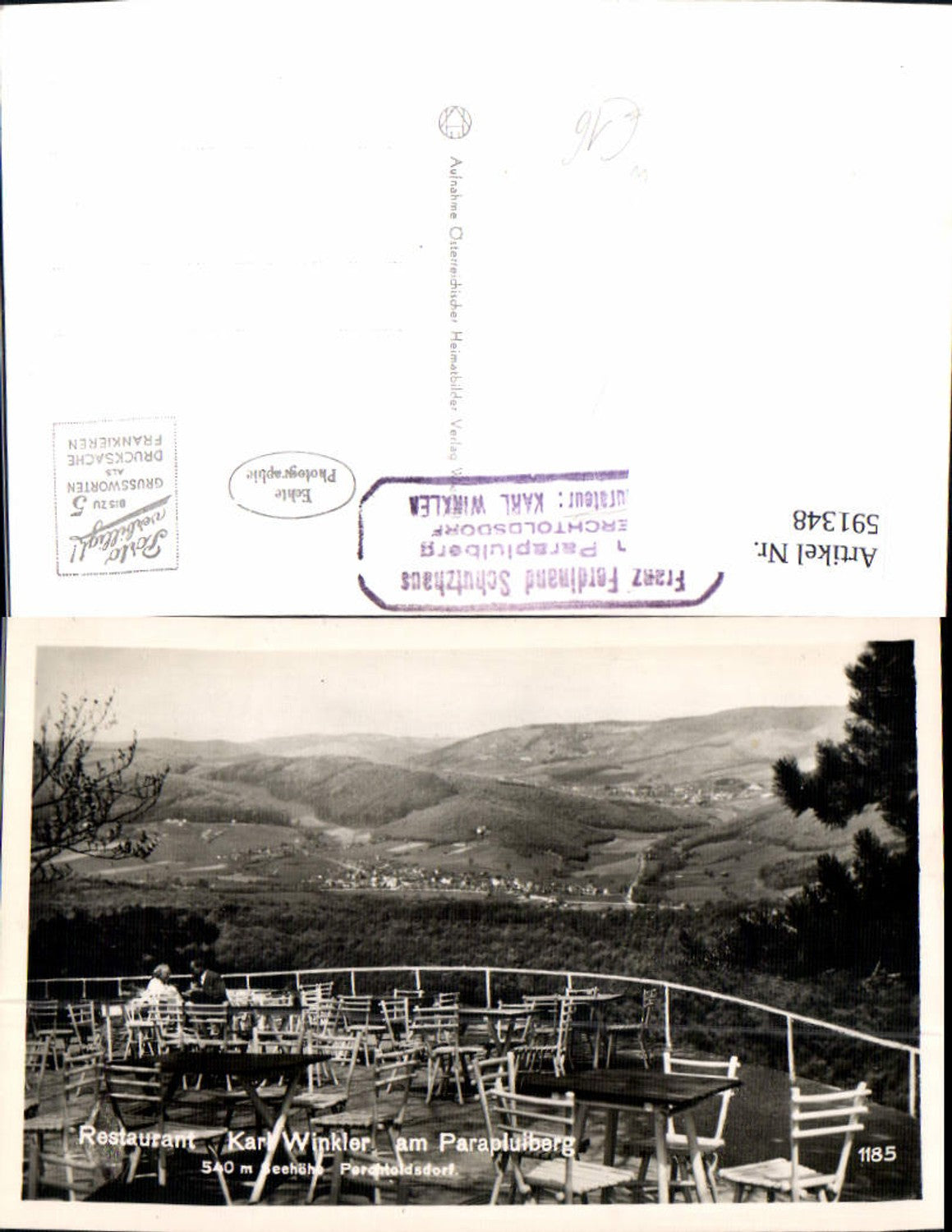 591348,Foto Ak Perchtoldsdorf Restaurant Karl Winkler a. Parapluiberg Terrasse