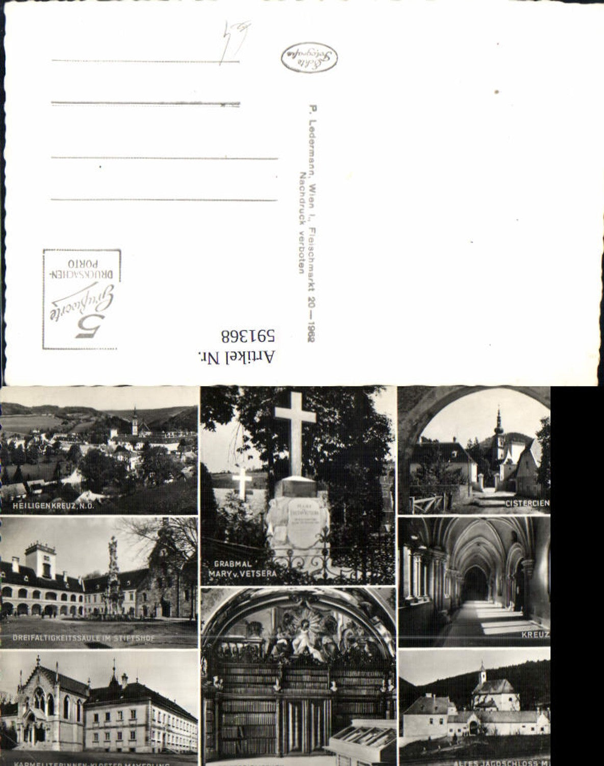 591368,Mehrbild Ak Heiligenkreuz Grabmal Vetsera Stift Kreuzgang Bibliothek