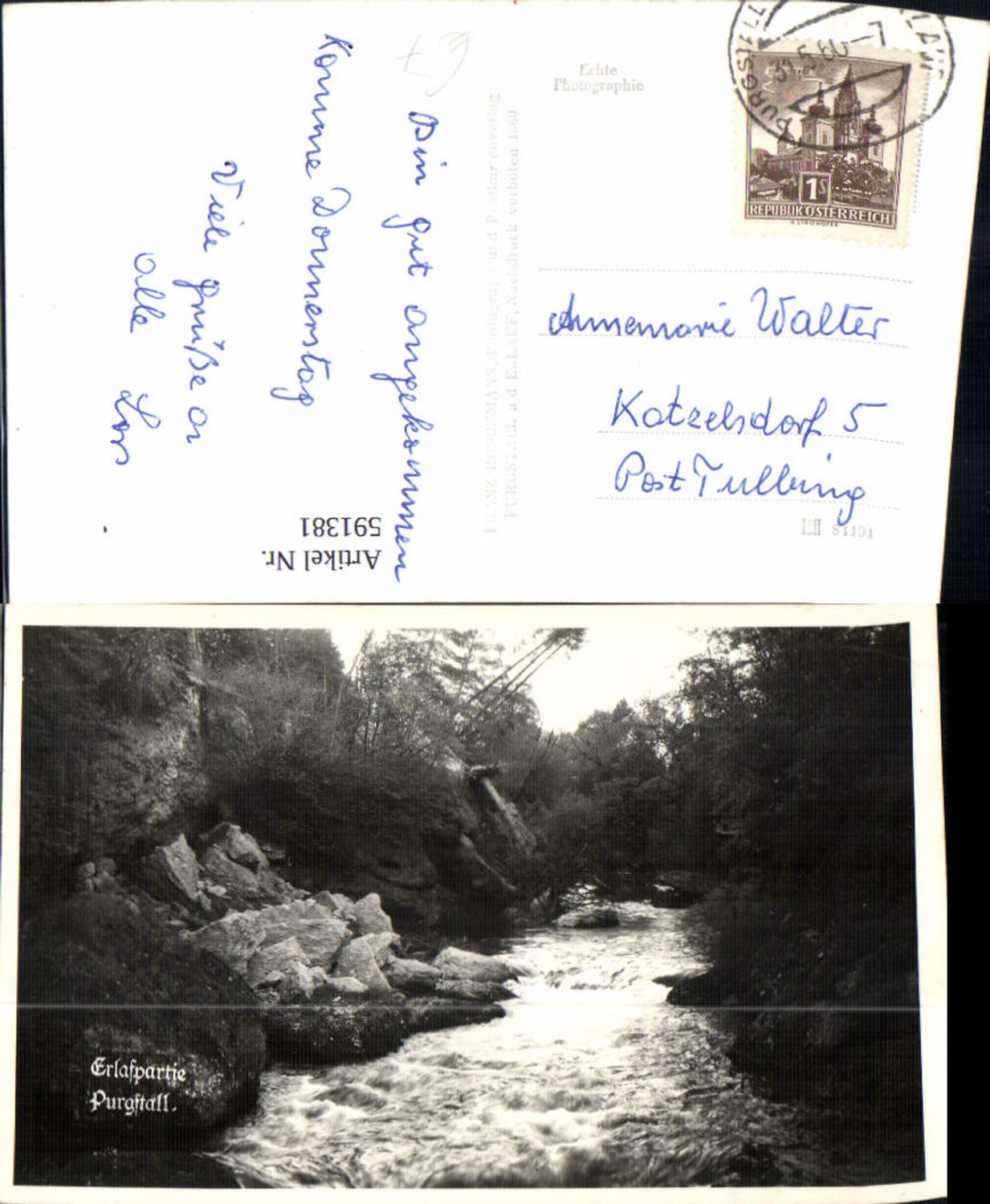 591381,Foto Ak Purgstall an der Erlauf Erlaufpartie