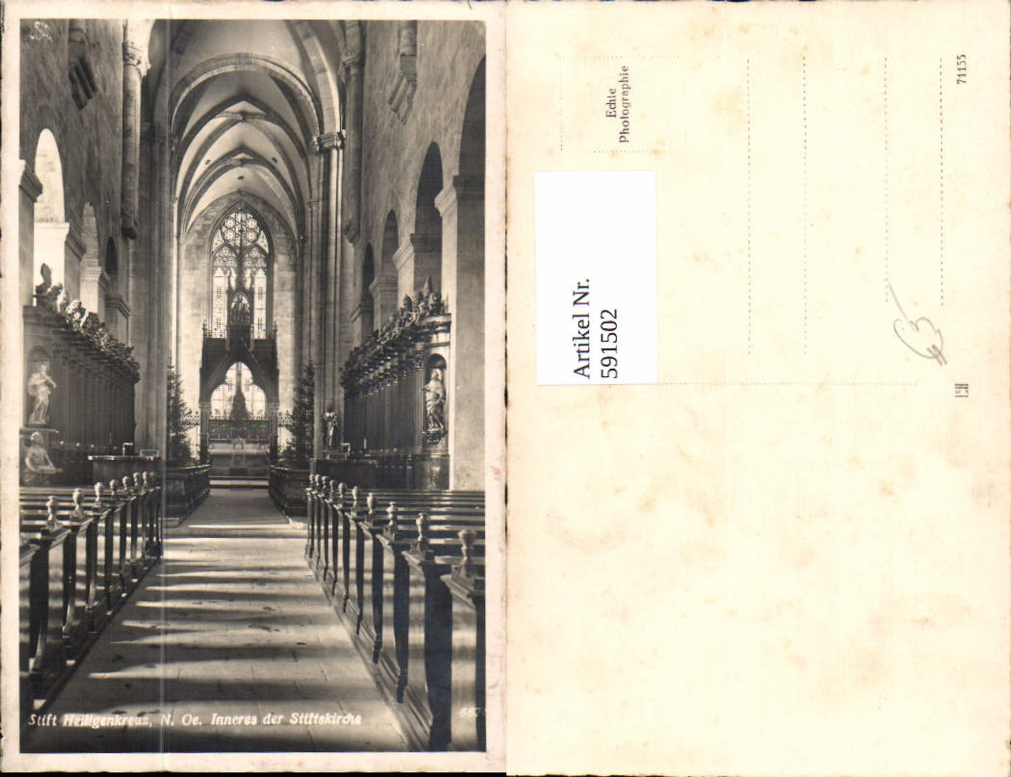 591502,Foto Ak Stift Heiligenkreuz Inneres d. Stiftskirche Kirche