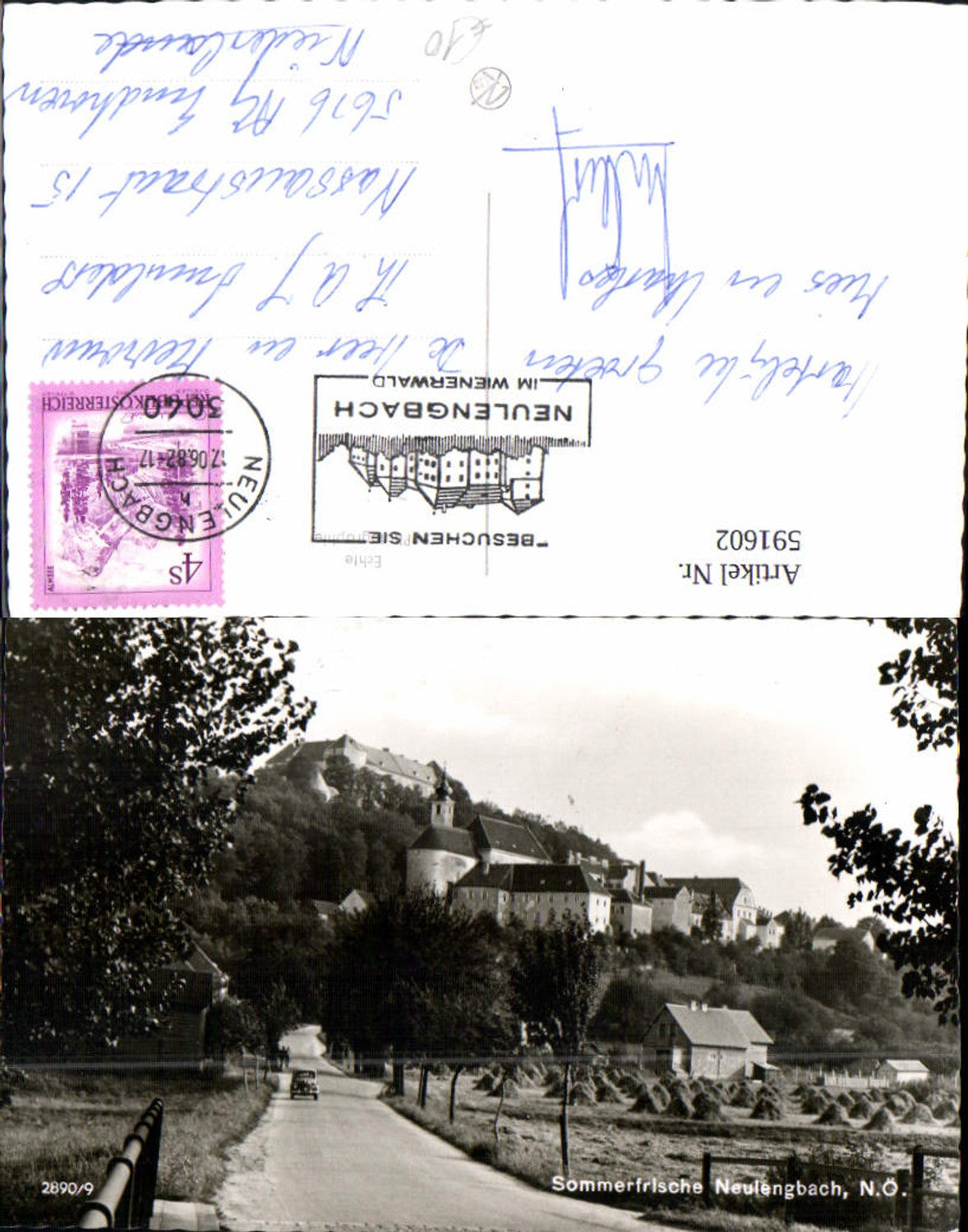 591602,Foto Ak Neulengbach Auto Straße Burg
