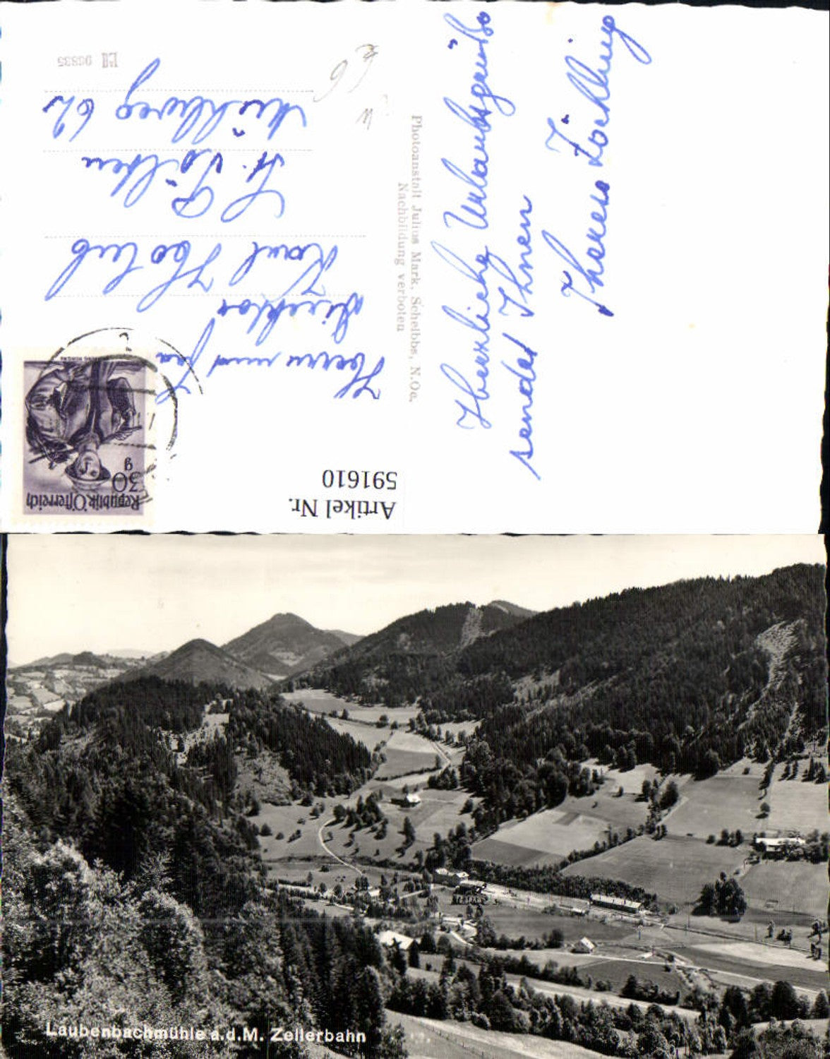 591610,Foto Ak Frankenfels Laubenbachmühle Zellerbahn