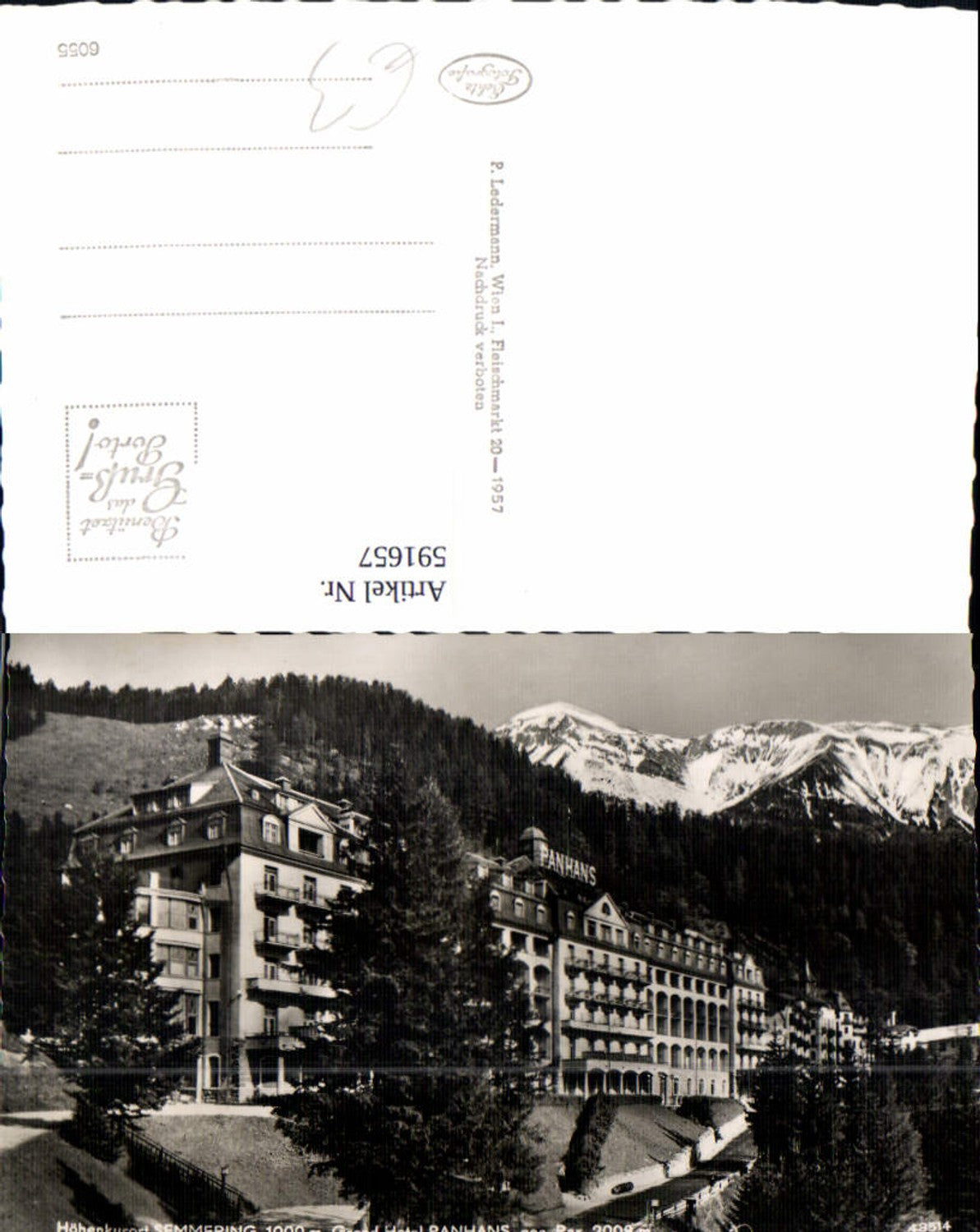 591657,Foto Ak Semmering Grand Hotel Panhans geg. Rax