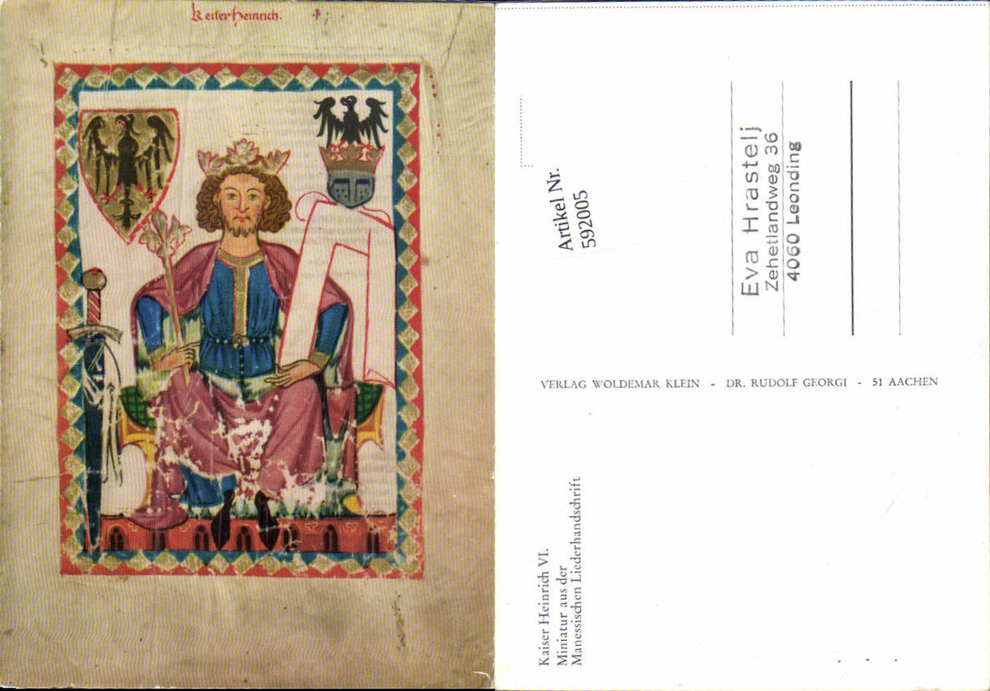 592005, Miniature Medieval Emperor Henry VI.