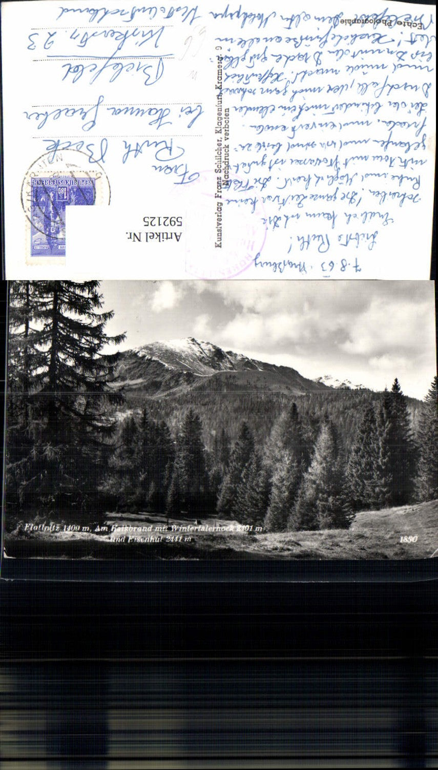 592125,Foto Ak Flattnitz Glödnitz Am Falkbrand m. Wintertalernock u. Eisenhut