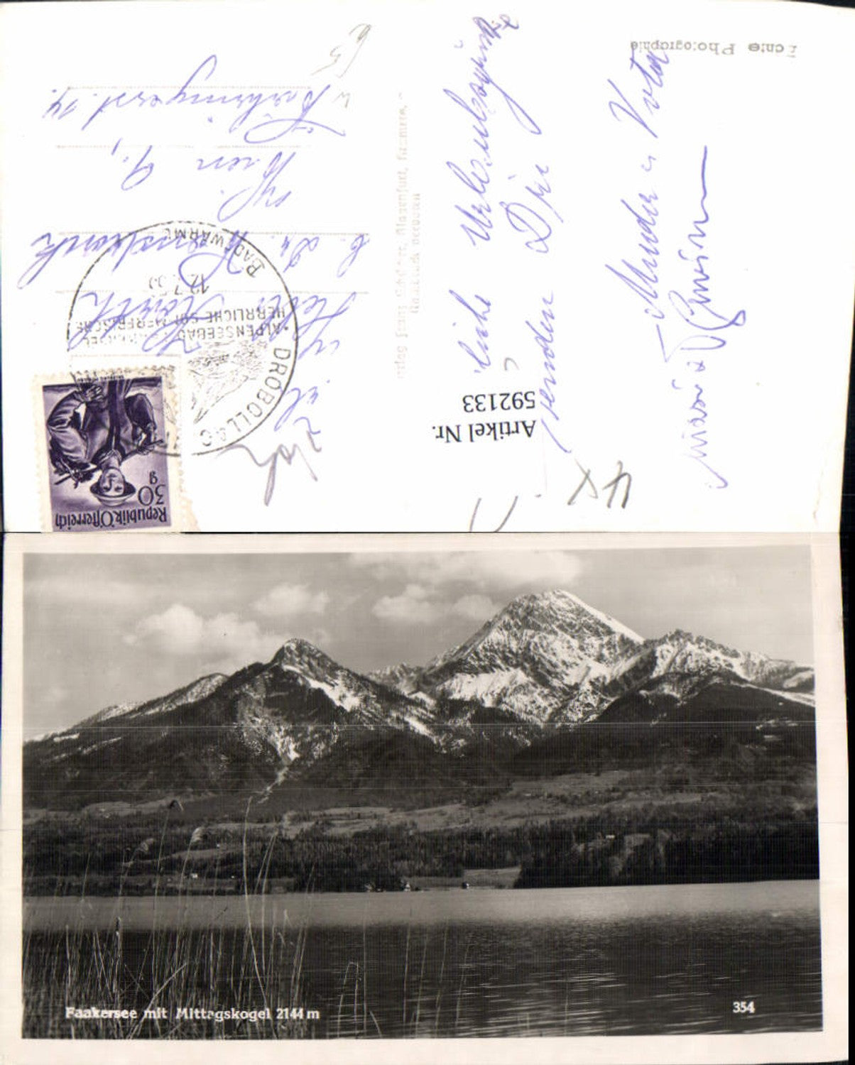 592133,Foto Ak Finkenstein am Faaker See Faakersee m. Mittagskogel