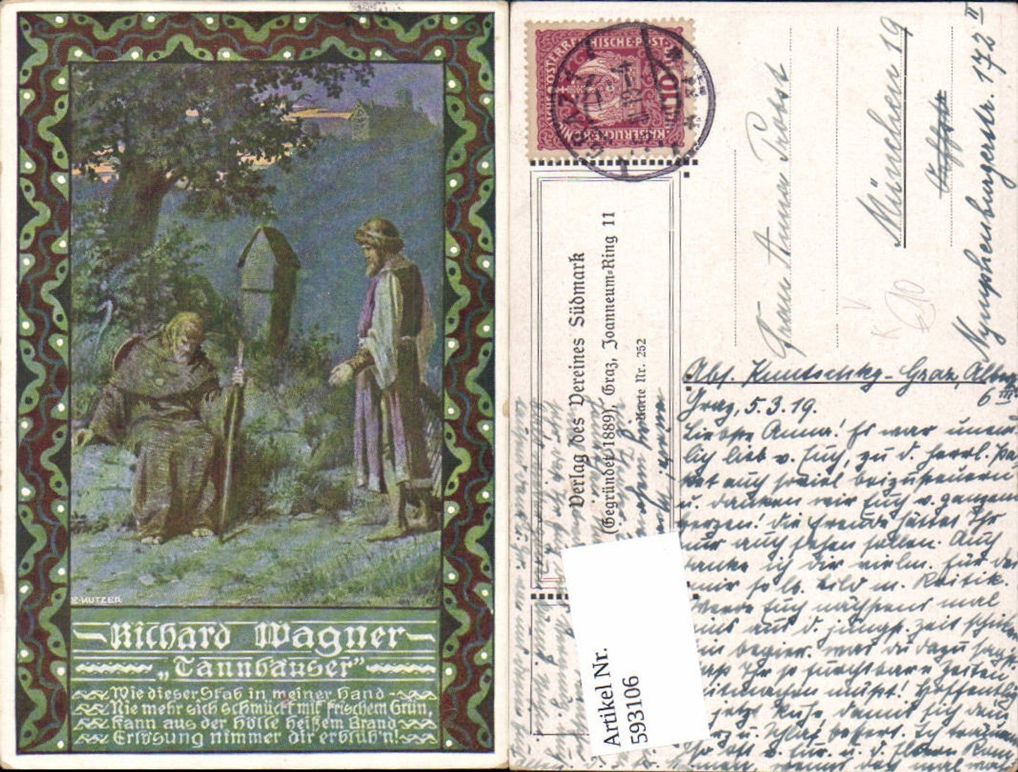 593106,tolle Künstler AK Ernst Kutzer Richard Wagner pub Verein Südmark 252
