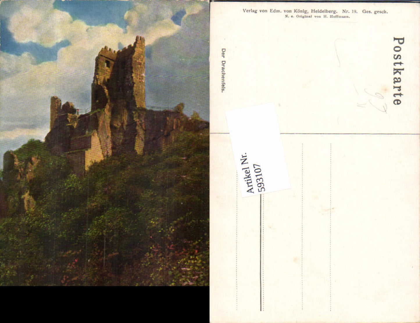 593107,tolle Künstler AK Heinrich Hoffmann Drachenfels Rhein