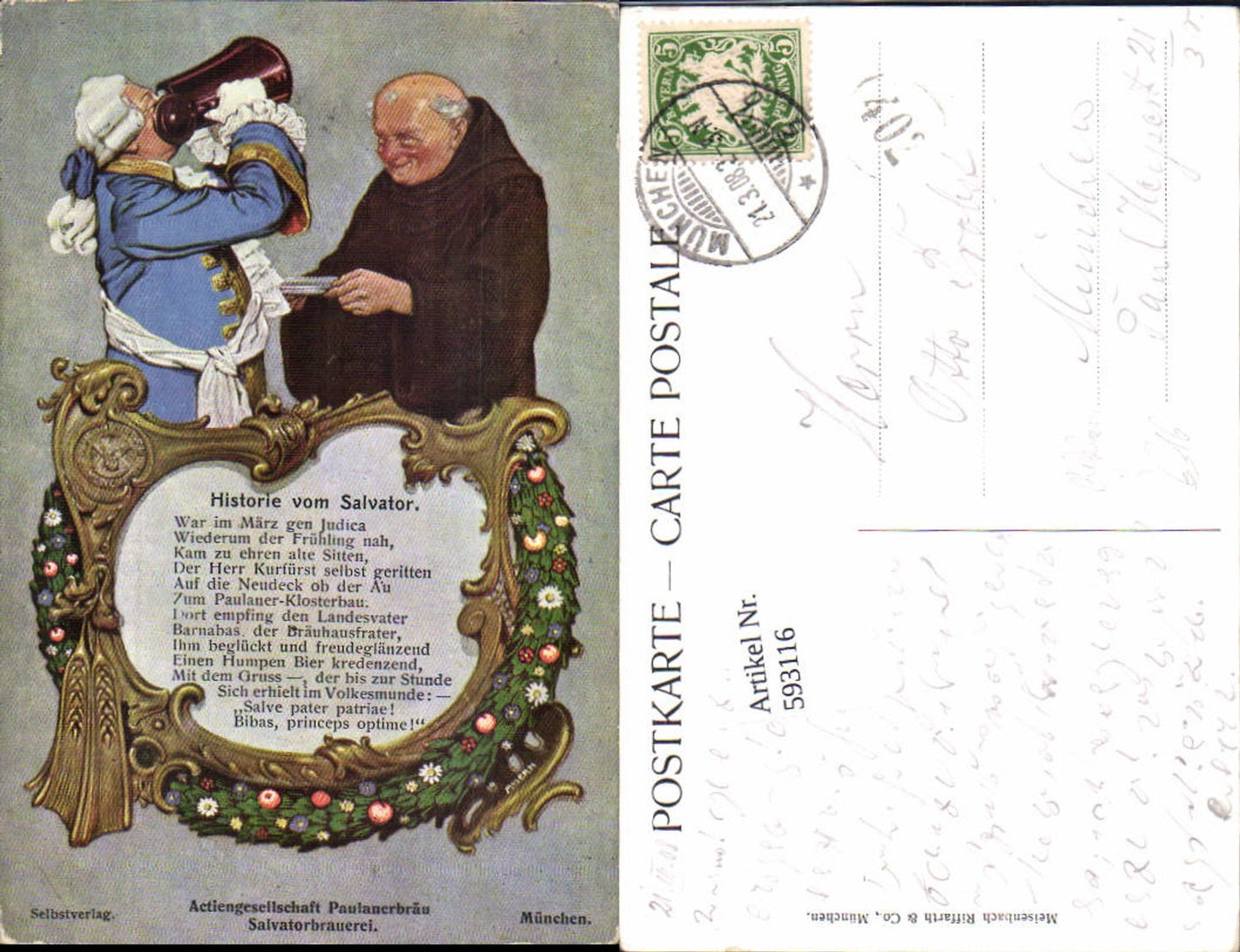 593116,Moser H. Bier Historie vom Salvator Reklame Paulanerbräu München Brauerei