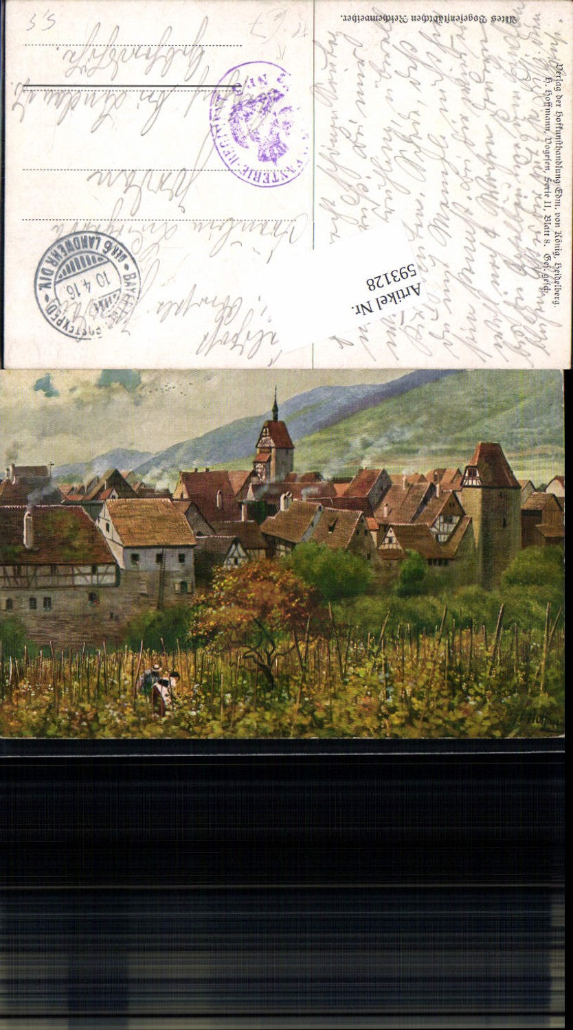 593128,Künstler AK Heinrich Hoffmann Wein Weinreben Weinbau Vogesen Reichenweiher Feldpost Bayerische Postexpedition Lan