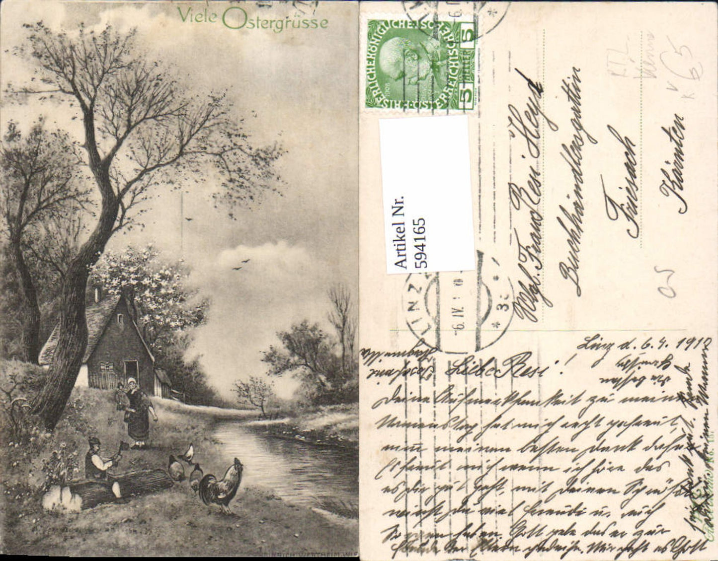 594165,Künstler AK Heinrich Wertheim Ostern Bauer pub P.T.L. Vienne 157