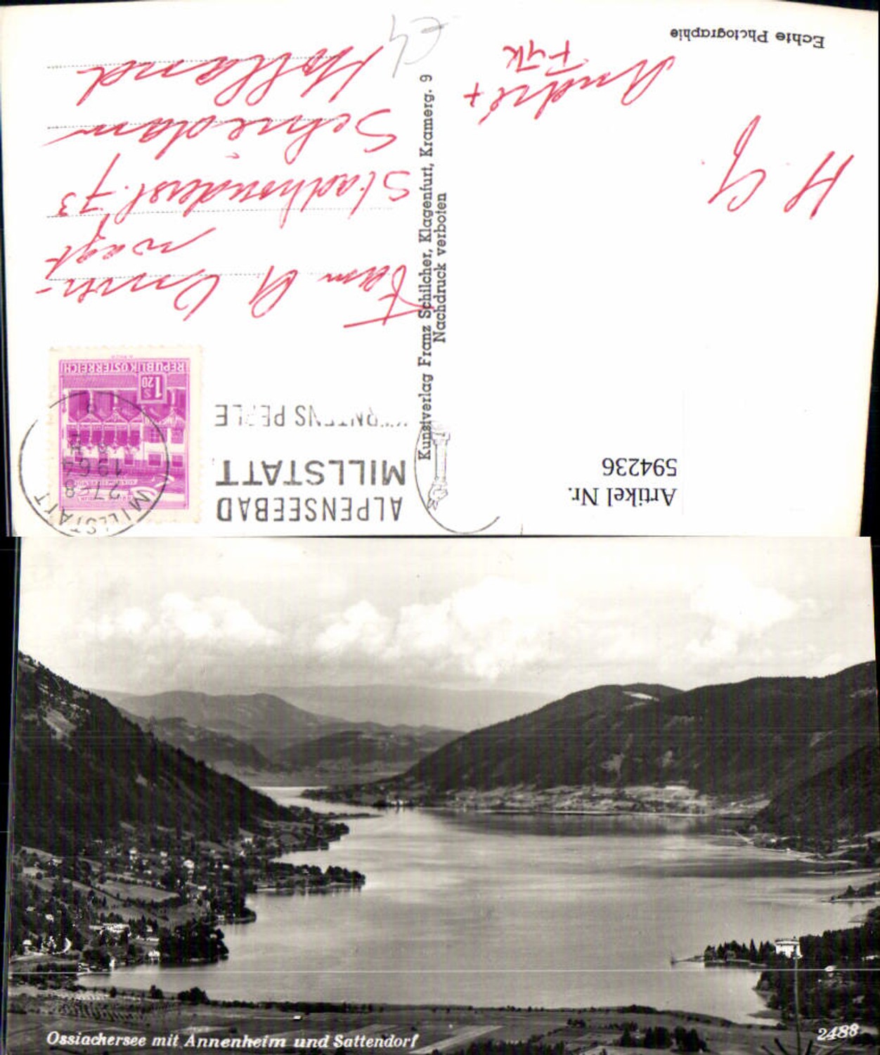 594236,Foto Ak Ossiacher See Annenheim u. Sattendorf