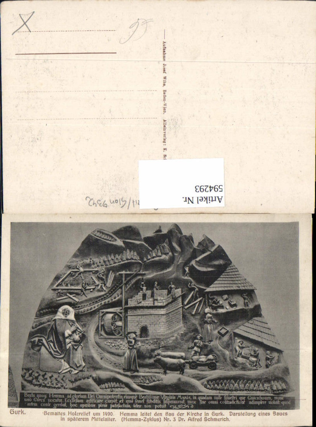 594293,Dom zu Gurk Bemaltes Holzrelief Darstellung Bau Mittelalter