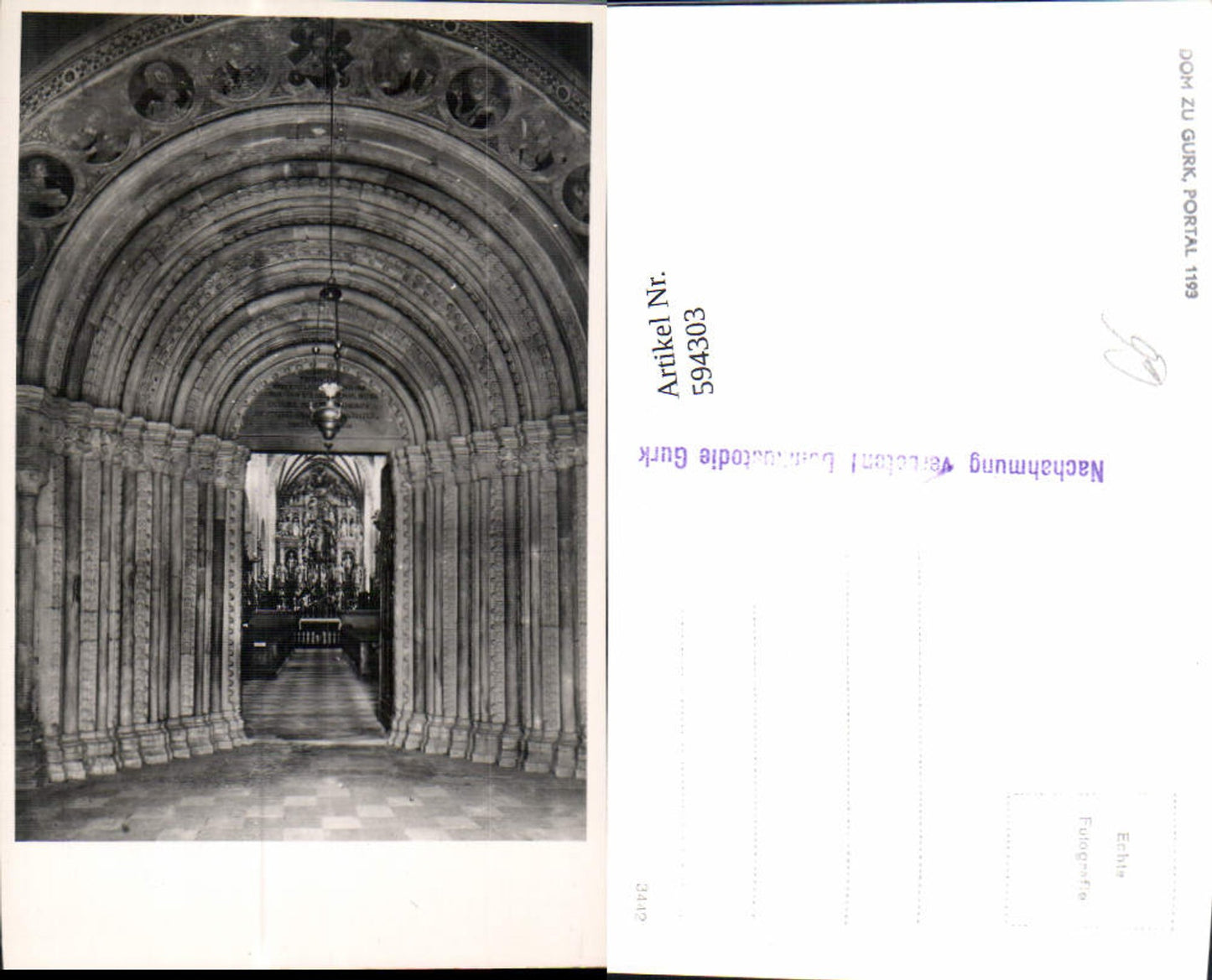 594303,Foto Ak Dom zu Gurk Innen Portal