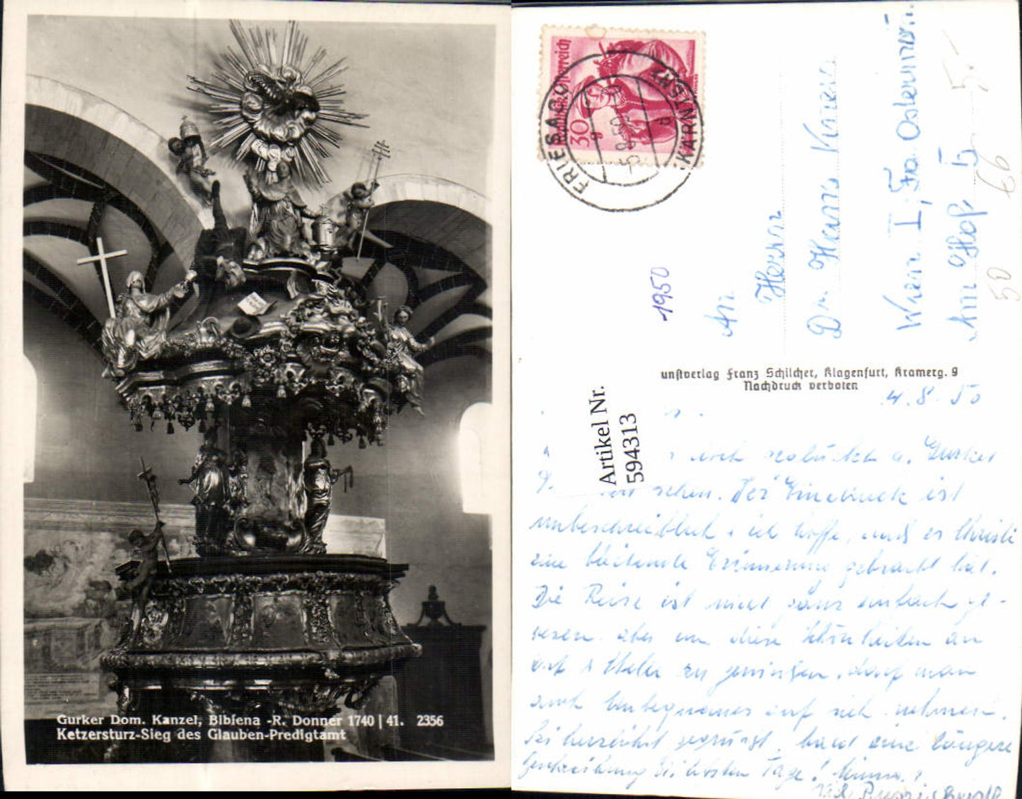 594313, Photo Ak Gurk Cathedral Interior Pulpit