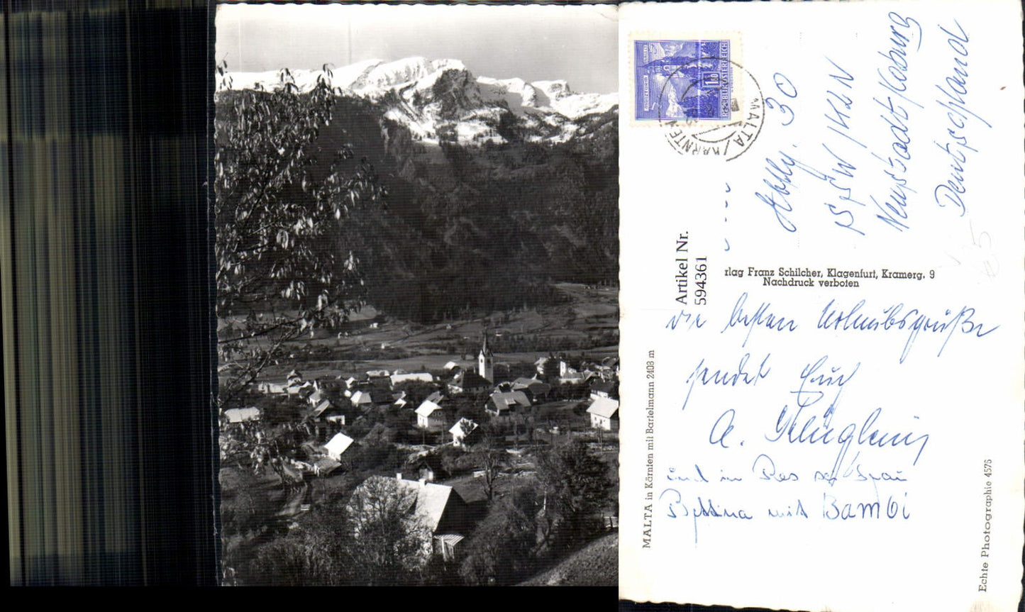 594361,Foto Ak Malta Maltatal m. Bartelmann pub Franz Schilcher