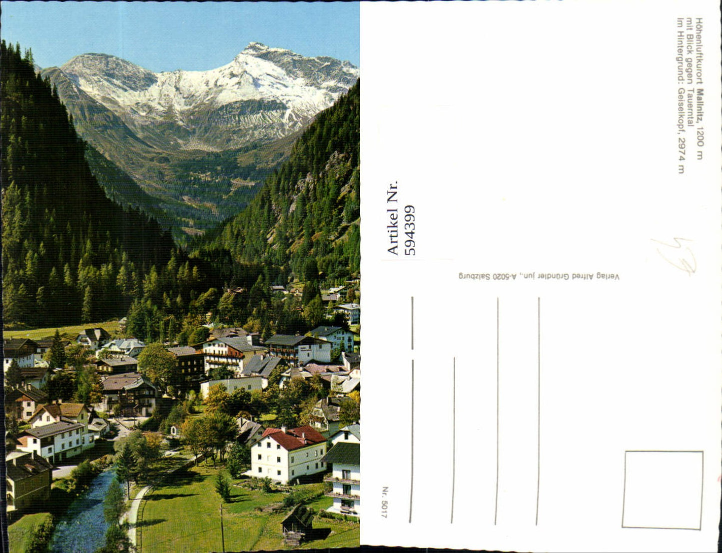 594399,Mallnitz m. Blick geg. Tauerntal Geiselkopf