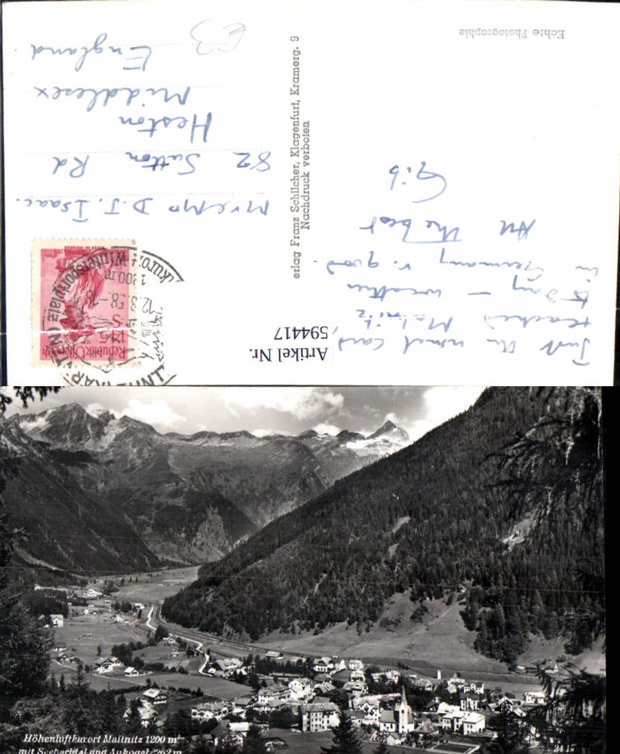 594417,Foto Ak Mallnitz m. Seebachtal u. Ankogel