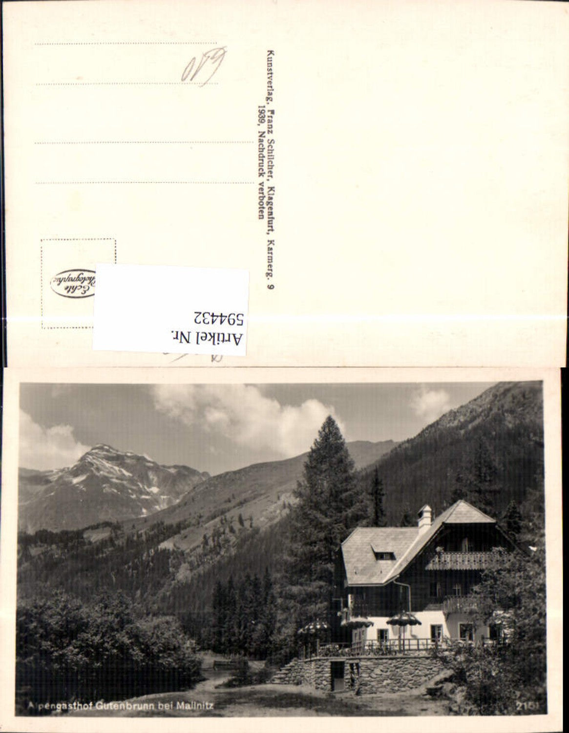 594432,Foto Ak Alpengasthof Gutenbrunn b. Mallnitz