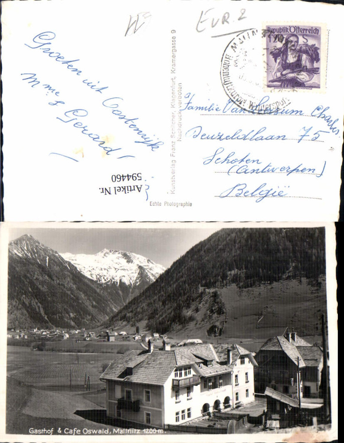 594460,Foto Ak Mallnitz Gasthof u. Cafe Oswald