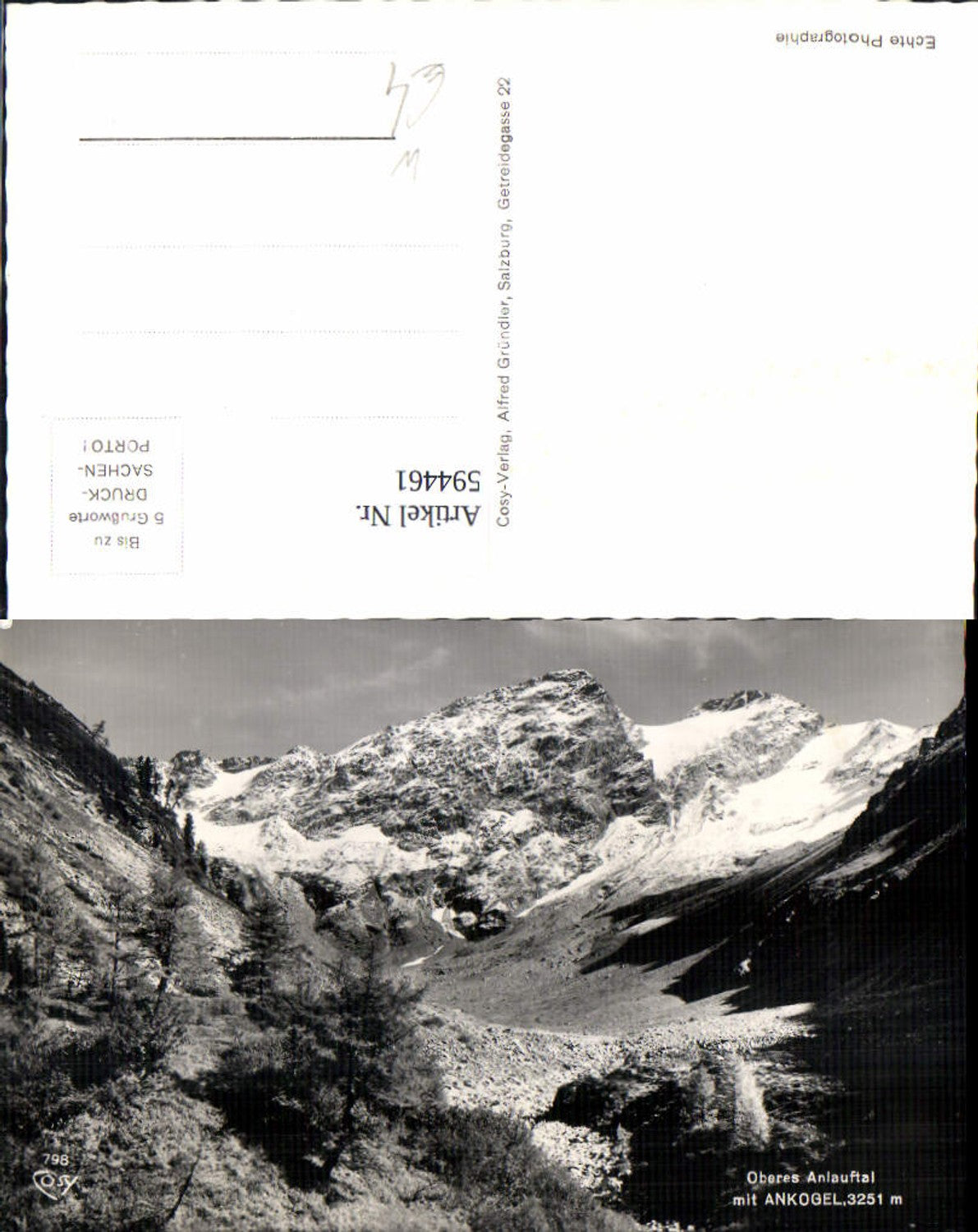594461, Photo Ak Böckstein Bad Gastein Upper Anlauftal with Ankogel