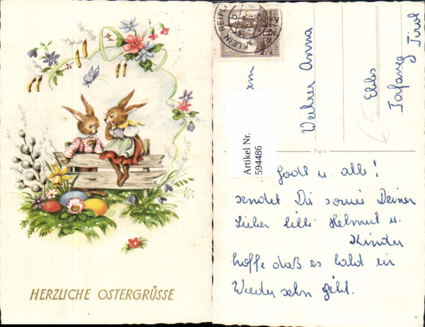 594486,Ostern Vermenschlichte Hasen Ostereier Blumen Schmetterling