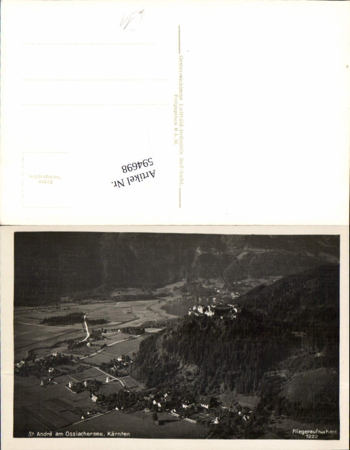594698,tolle Fliegeraufnahme 1222 St. Andrä am Ossiachersee
