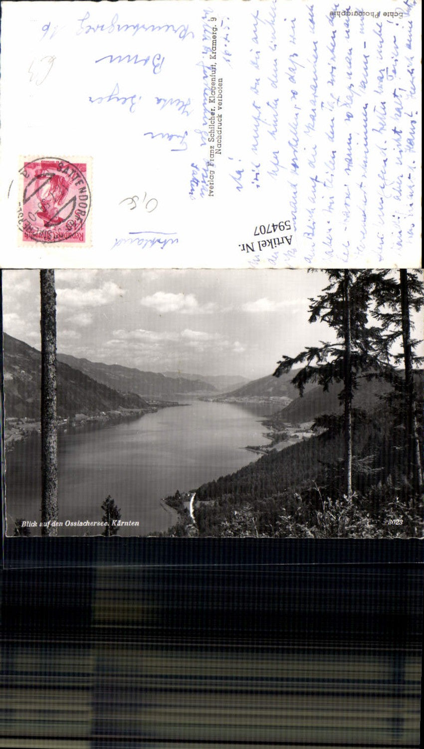 594707,Foto Ak Blick auf d. Ossiacher See Sattendorf