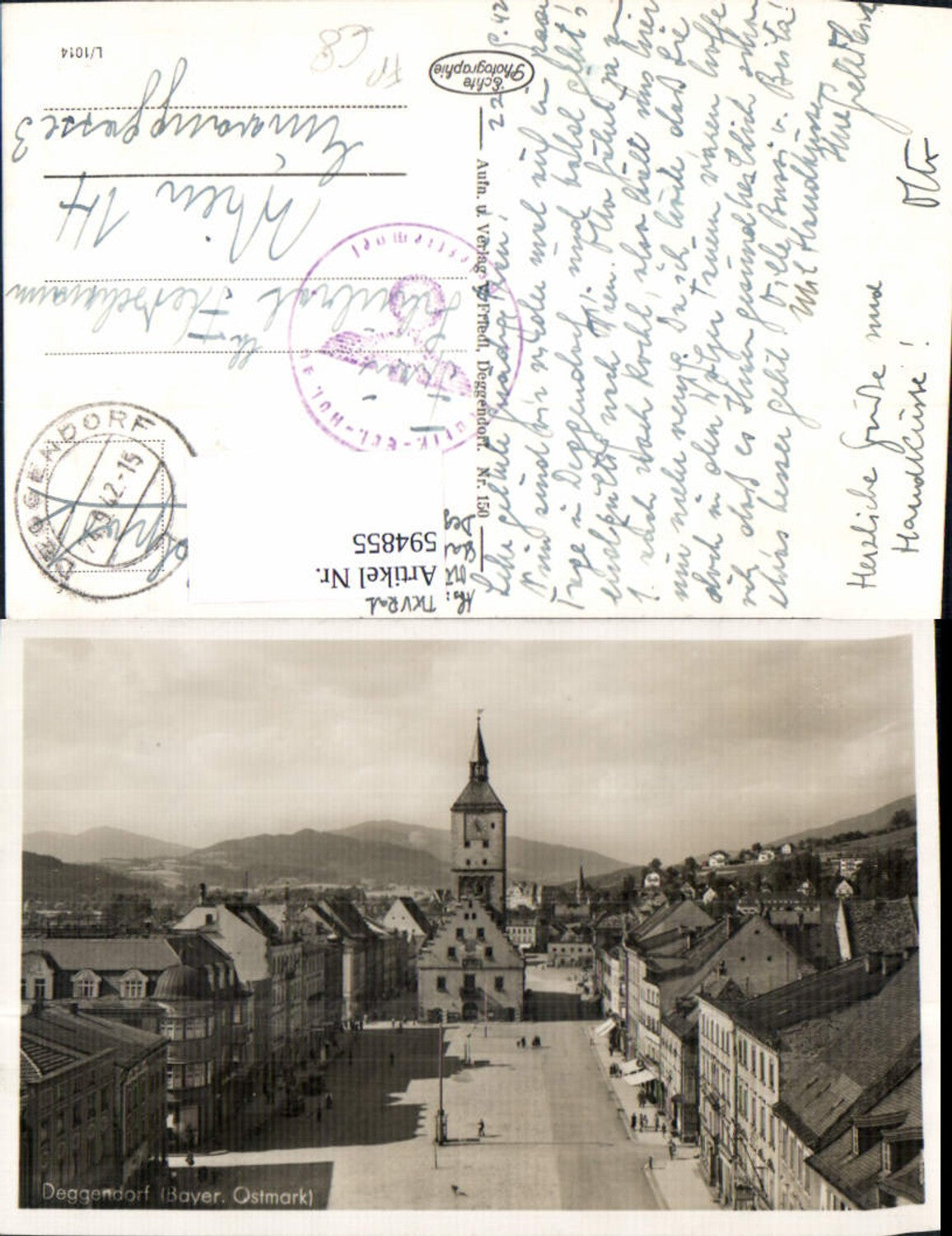 594855, Photo Ak Deggendorf View Main Square Field Post Office Stamp