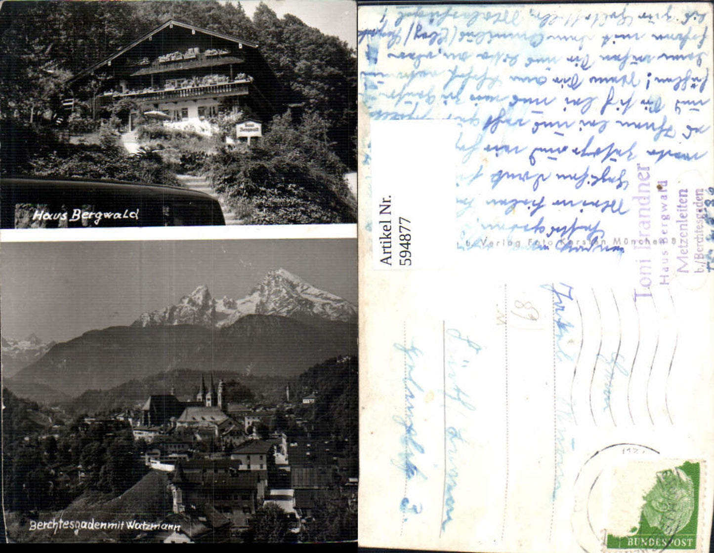 594877,Multi-image postcard Berchtesgaden with Watzmann House Mountain Forest Metzenleiten