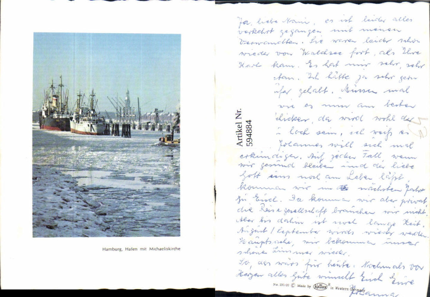 594884,Hamburg Hafen m. Michaeliskirche Winter Schiffe Dampfer Passepartout