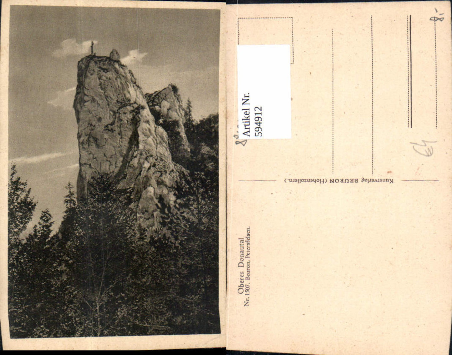 594912,Beuron Petersfelsen Felsen Gesteinsformation