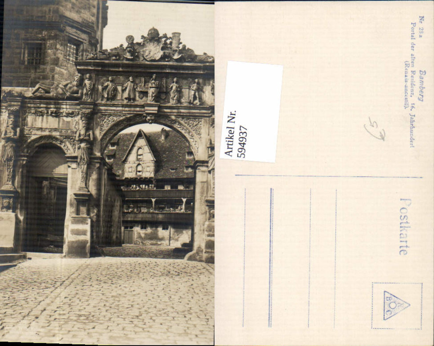 594937, Photo Ak Bamberg Portal of the Old Residence