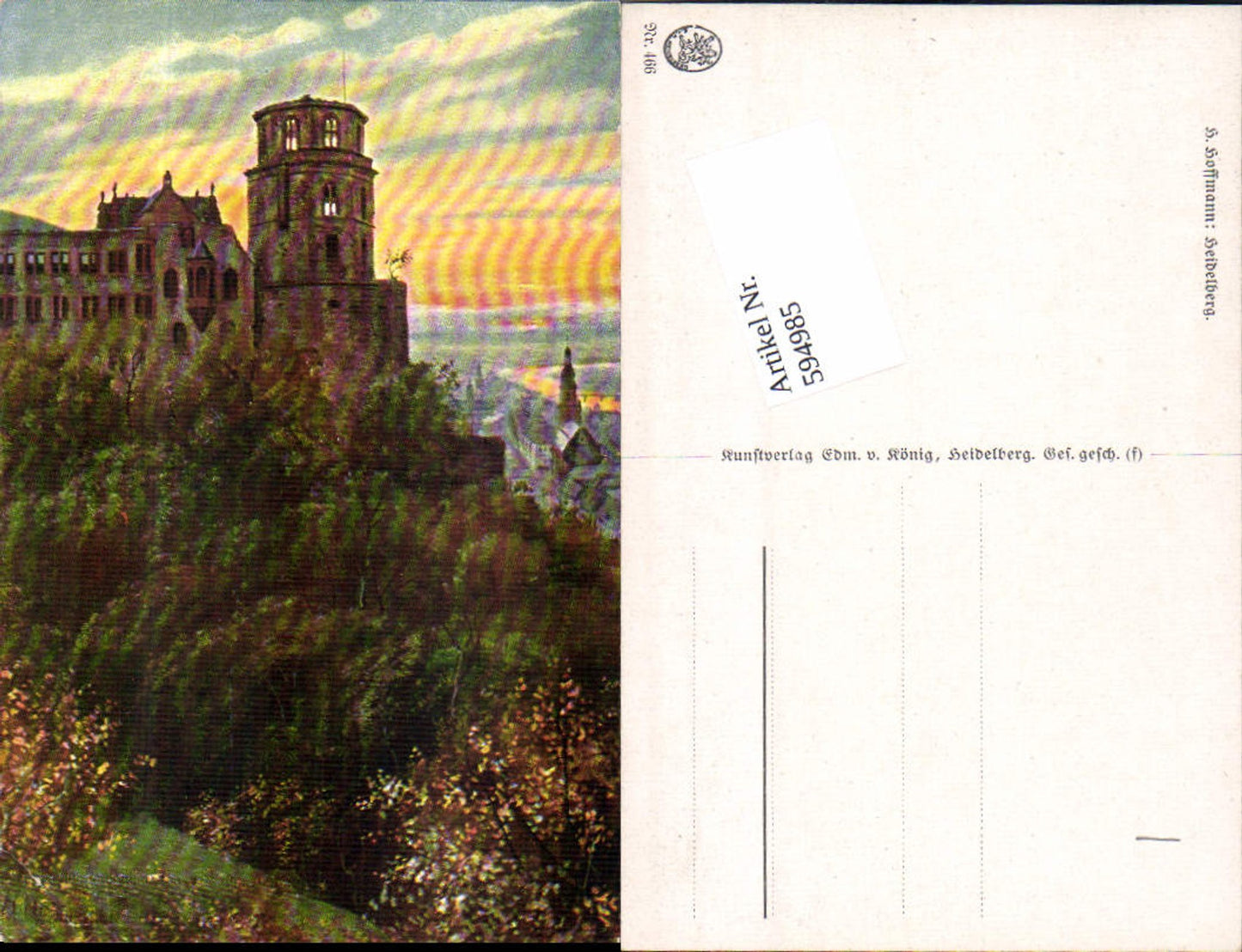 594985,Künstler AK Heinrich Hoffmann Heidelberg Burg