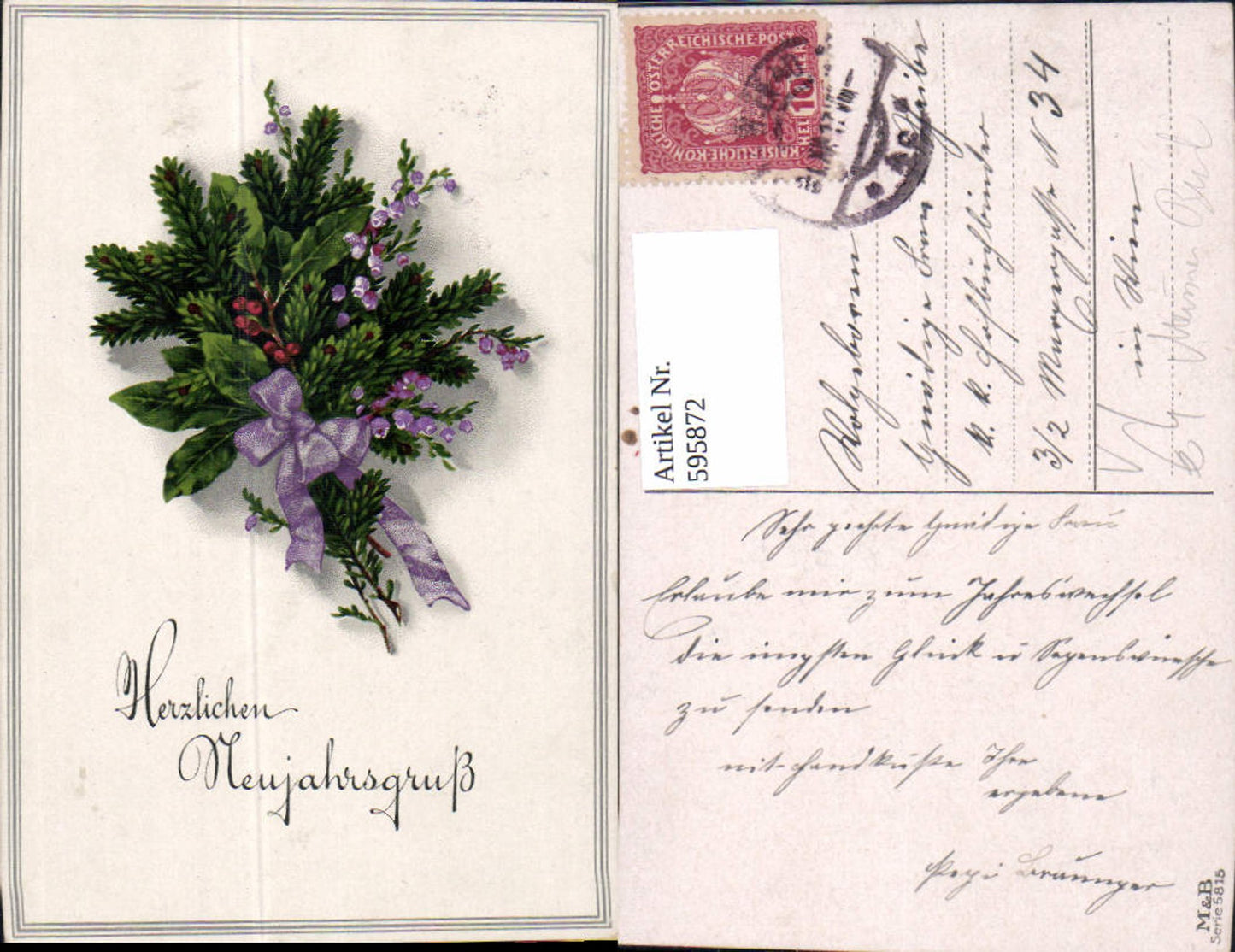 595872,Neujahr Tannenzweige Schleife pub Meissner Buch 5815