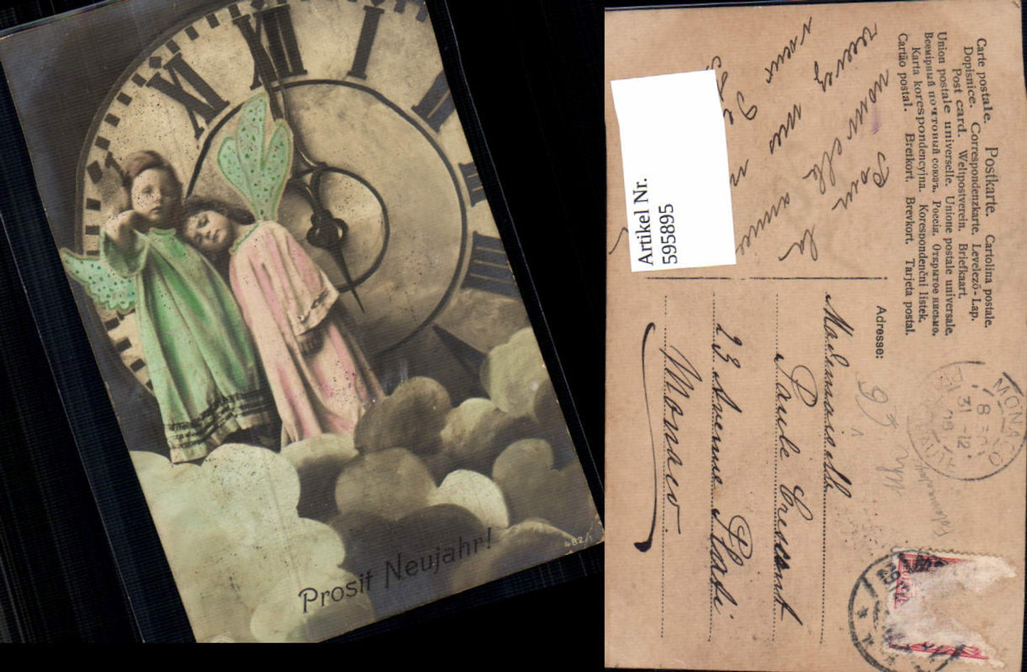 595895,Fotomontage Neujahr Kinder als Engel Uhr pub NPG 482/1
