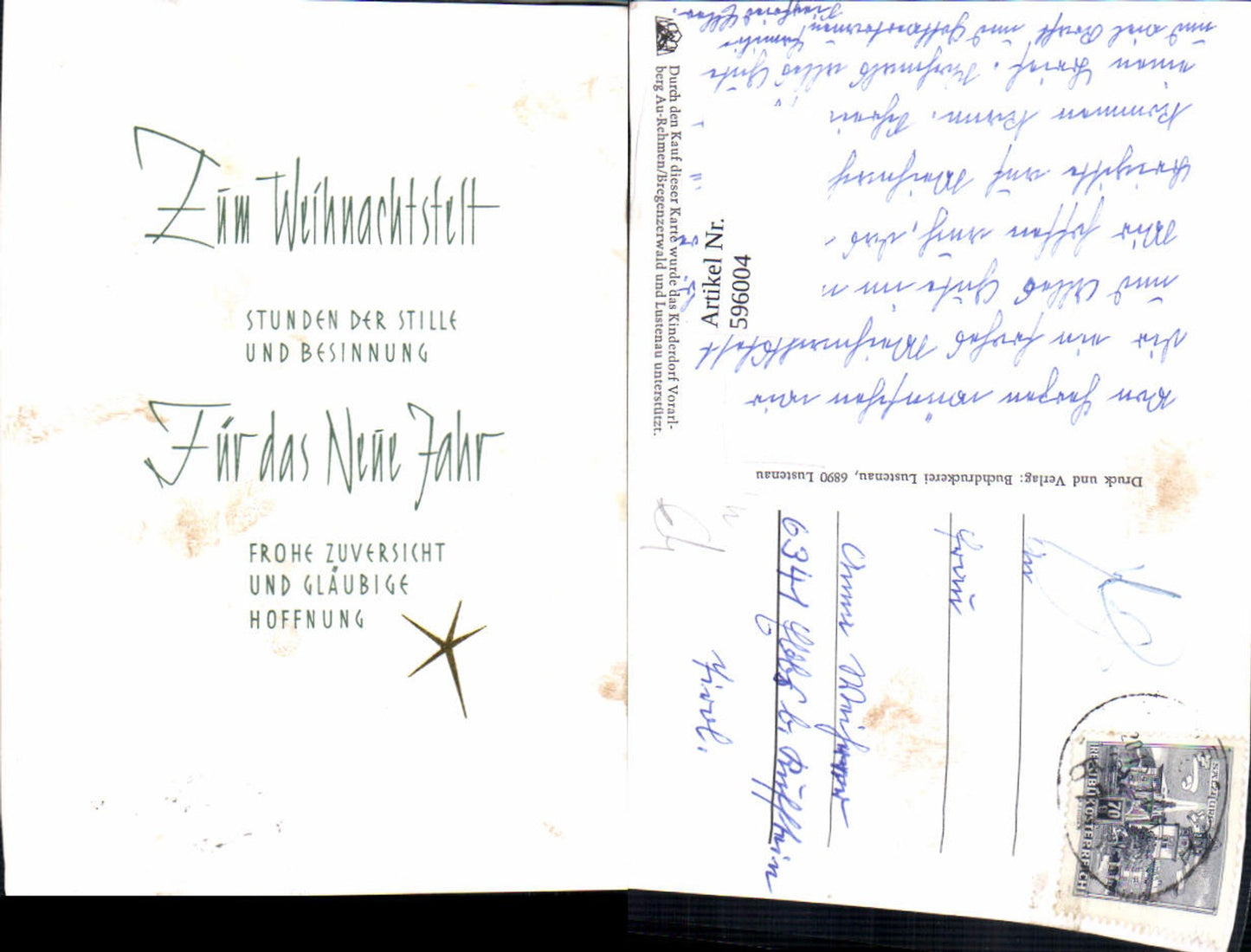 596004,Weihnachten Spruch Text Unterstützung für Kinderdorf Vorarlberg Au-Rehmen Bregenzerwald u. Lustenau