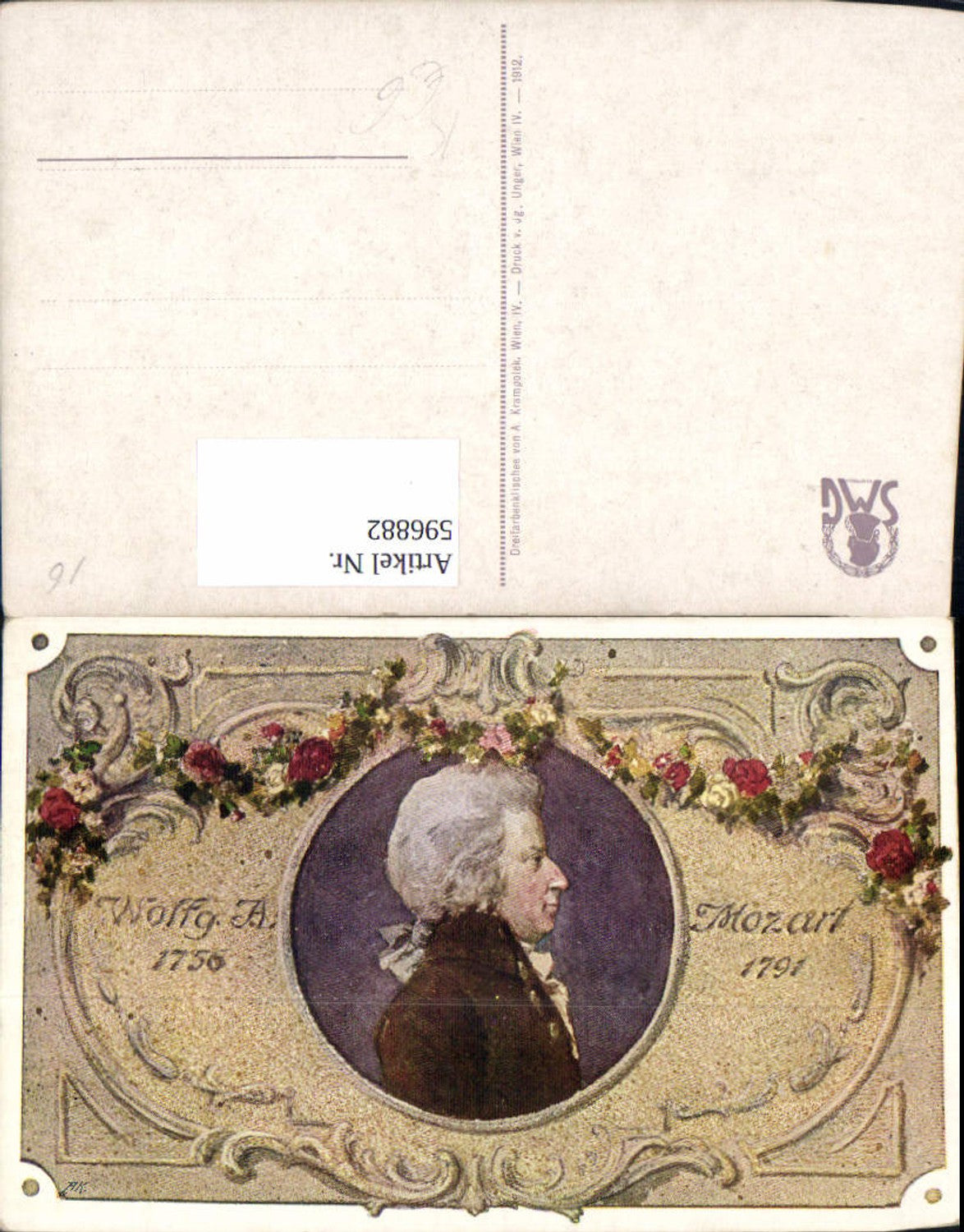 596882,Künstler Ak Wolfgang A. Mozart Portrait Komponist Musik