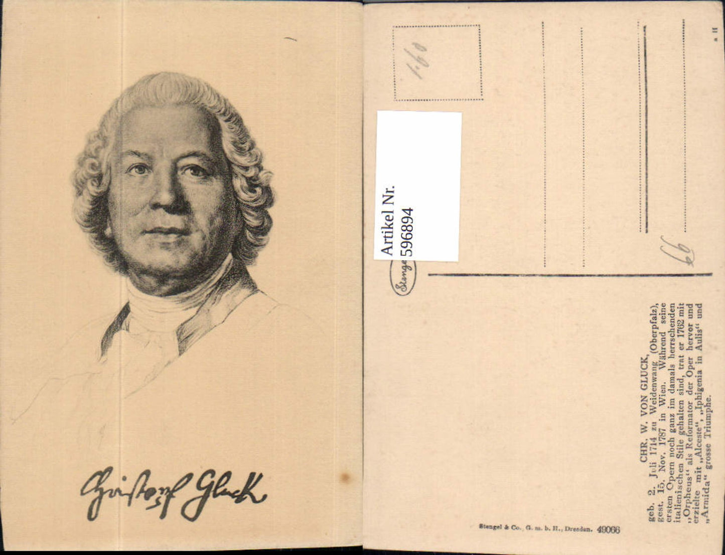 596894,Künstler Ak Chr. W. Von Gluck Komponist Musik