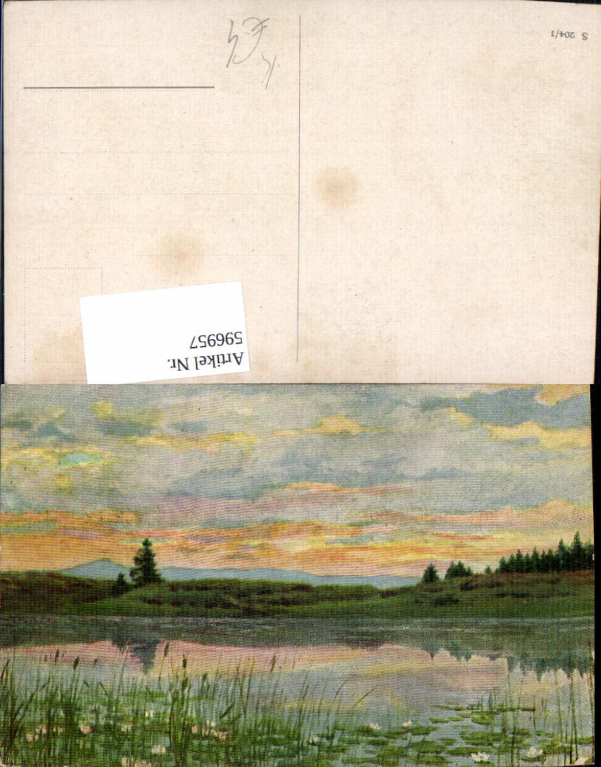 596957,Künstler Ak Seerosenteich Landschaft