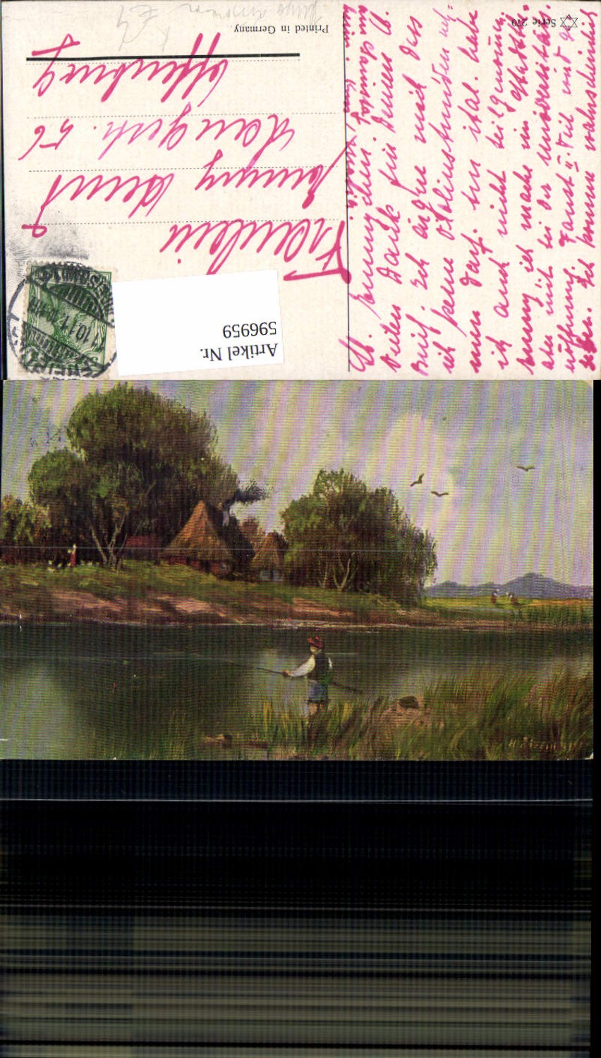 596959,Künstler Ak Hugo Lissmann Fischer Angeln Landschaft