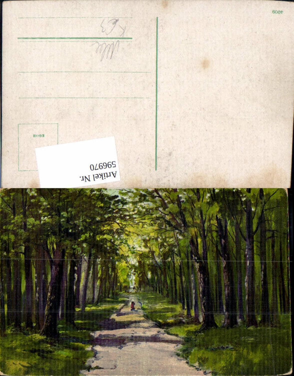 596970,Künstler Ak Allee Bäume Landschaft