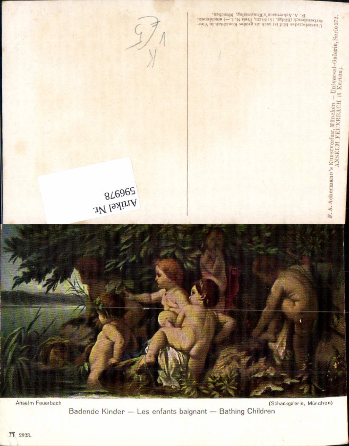 596978,Künstler Ak Anselm Feuerbach Badende Kinder pub F. A. Ackermann 272/2823