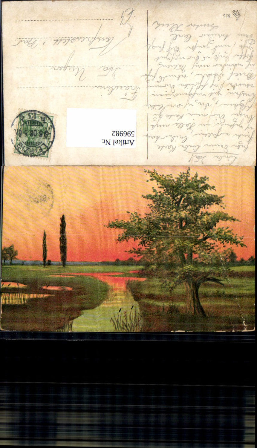 596982,Künstler Ak Landschaft Abendrot