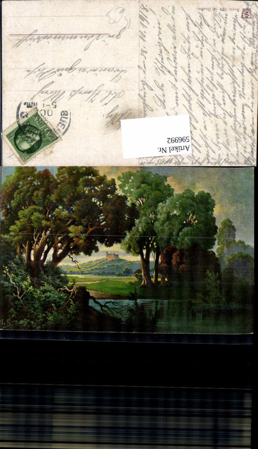 596992, Artist Ak N. v. S. Castle on a mountain, forest, landscape
