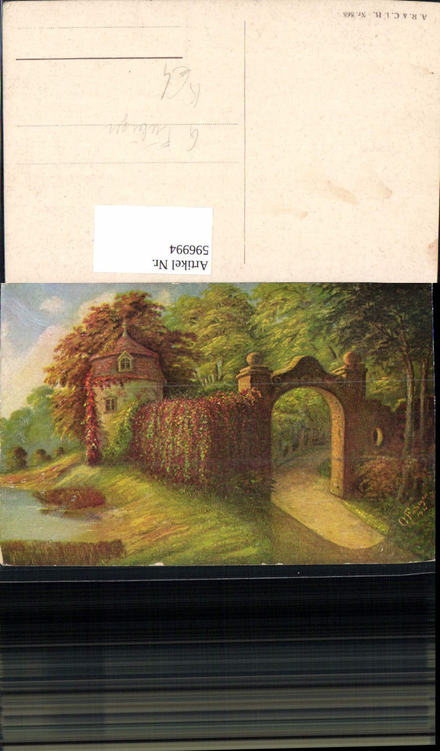 596994,Künstler Ak G. Fiebiger Schloss Torbogen Tor Landschaft