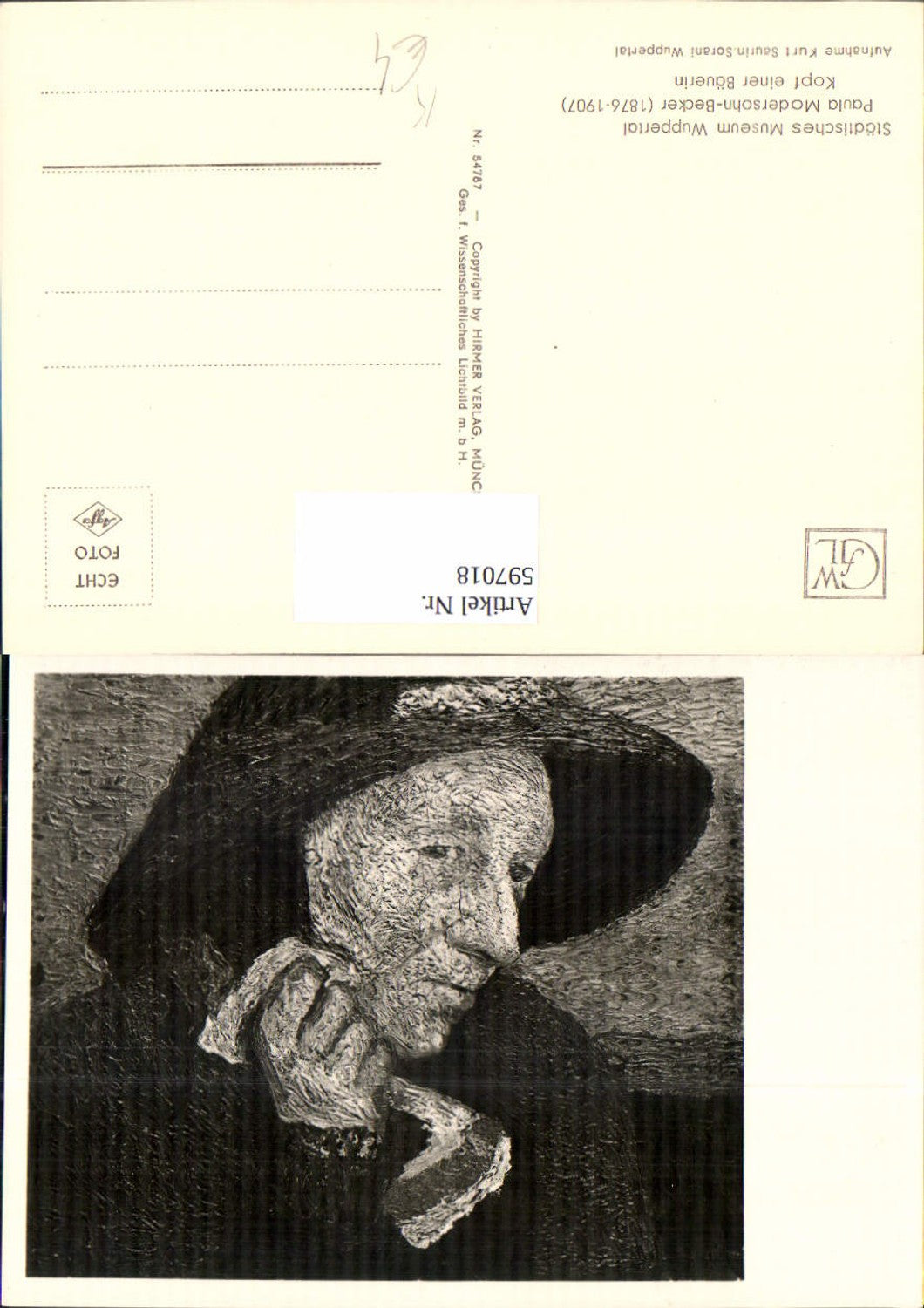 597018,Künstler Ak Paula Modersohn-Becker Kopf einer Bäuerin