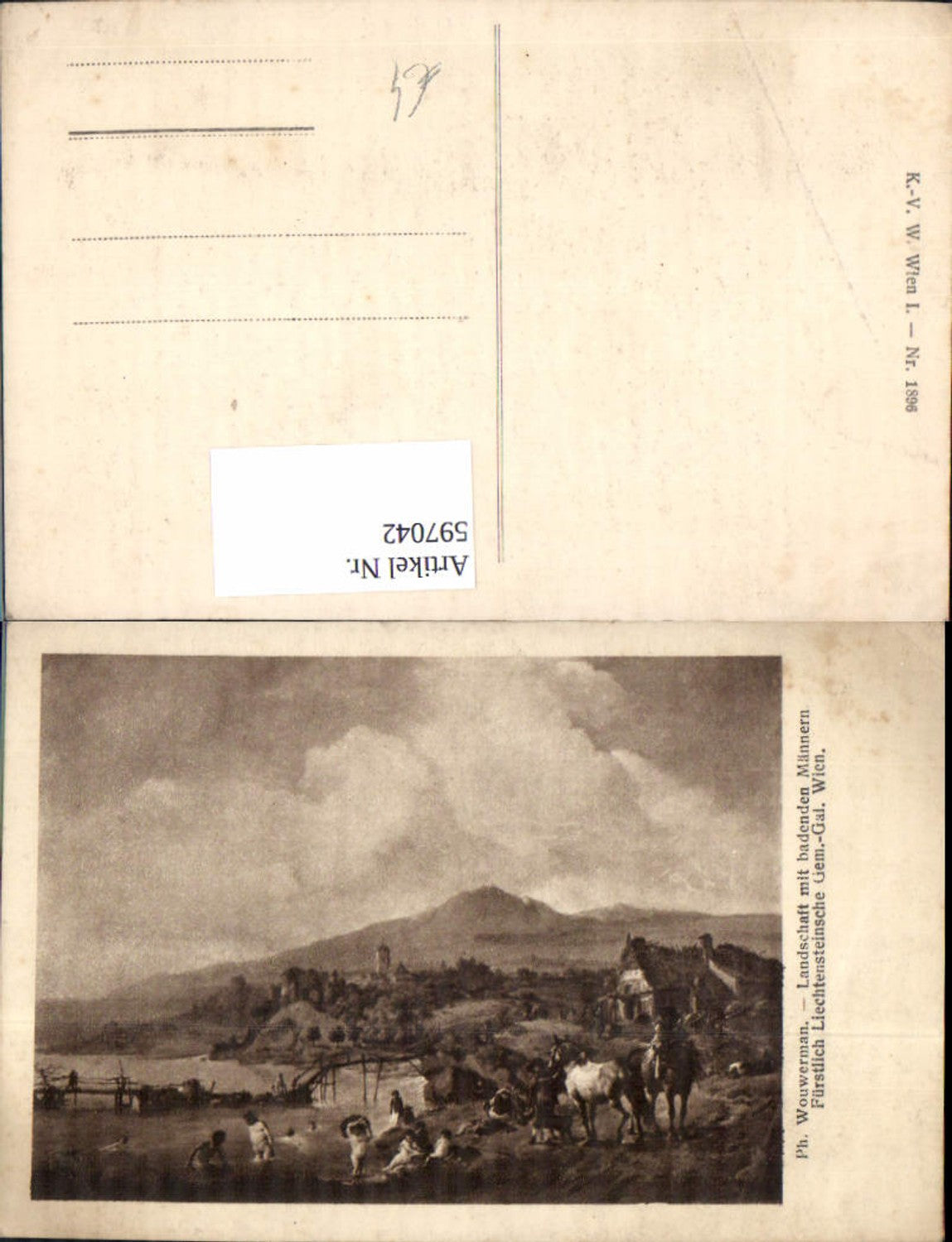597042,Künstler Ak Ph. Wouwerman Landschaft m. Badenden Männern Erotik